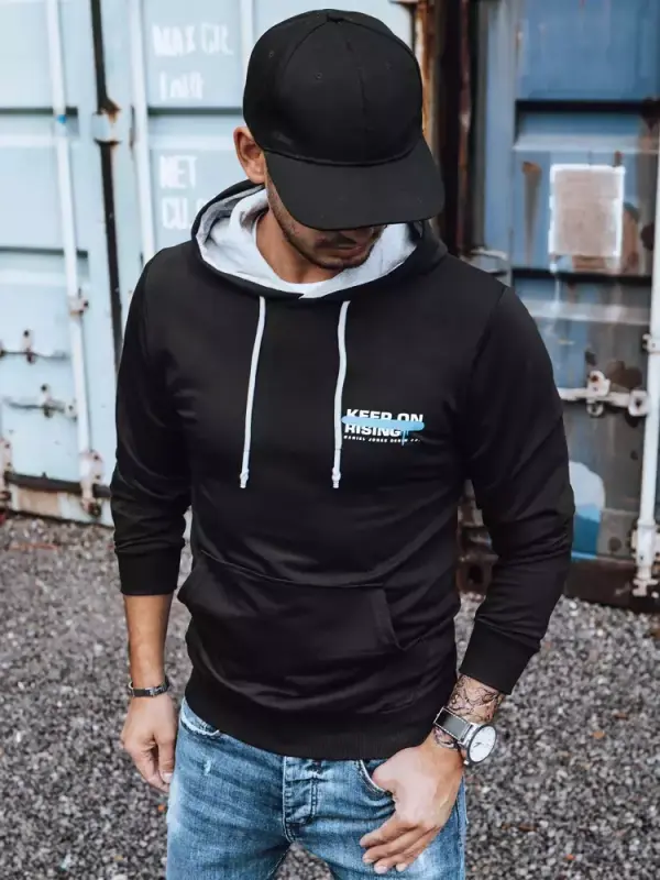 DStreet Bluza męska z nadrukiem czarna Dstreet