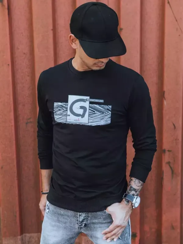 DStreet Bluza męska z nadrukiem czarna Dstreet