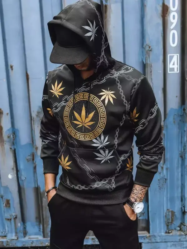 DStreet Bluza męska z nadrukiem czarna Dstreet