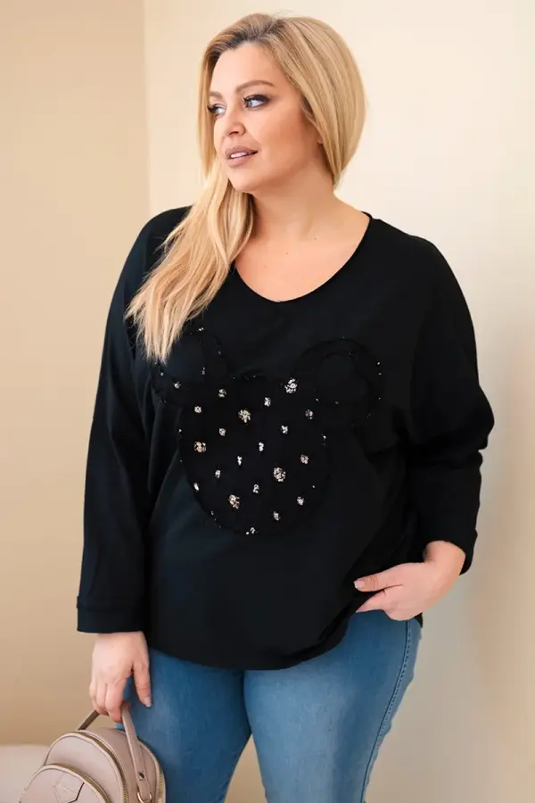 Kesi Włoski Bluza plus size z V-izrezom in aplikacijo