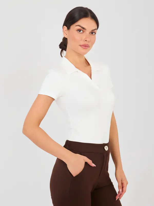 Factory Price Bluza s kratkimi rokavi v ecru barvi