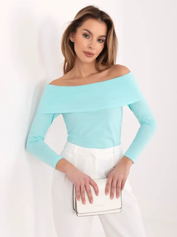RUE PARIS Bluza z odkritimi rameni v barvi mete