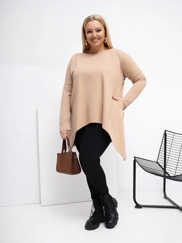 RELEVANCE Bluza za večje številke v bež barvi