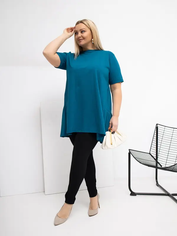 RELEVANCE Bluza za večje številke v modri barvi