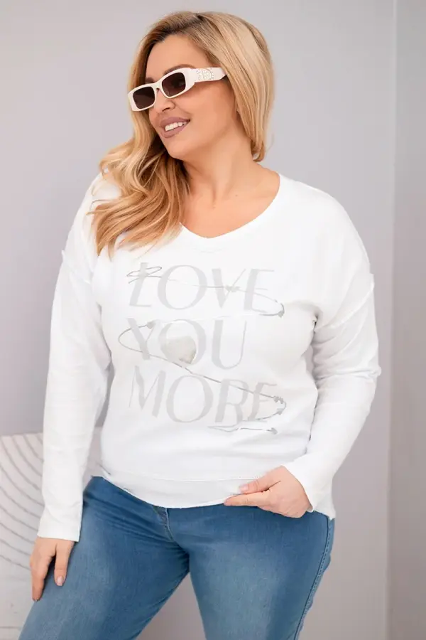 Kesi Włoski Bluza za večje številke z napisom Love You More