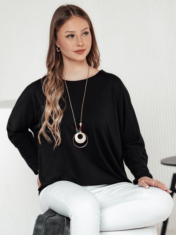 DStreet Bluzka damska LOOSEFEMME oversize z wisiorkiem z czarna Dstreet