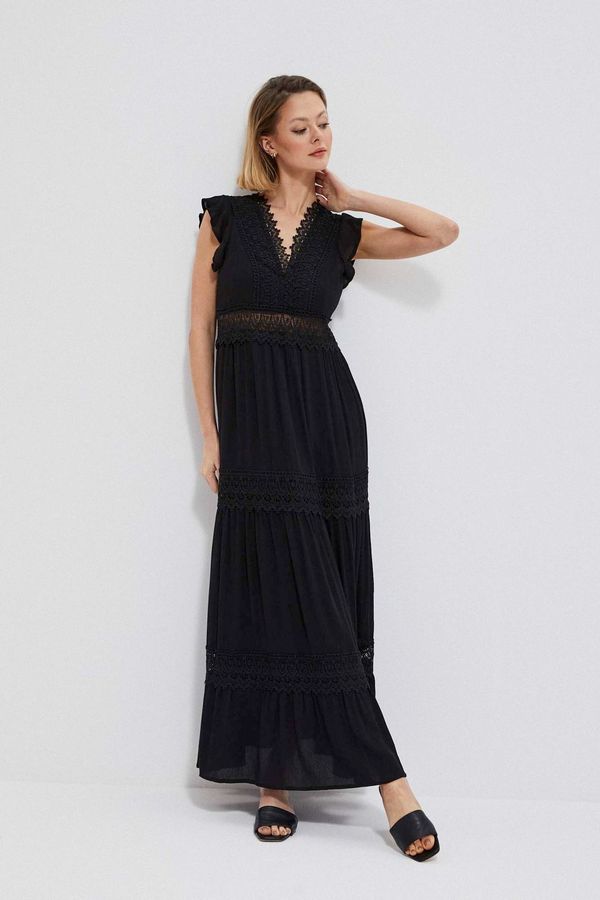 Moodo Boho dress with lace - black