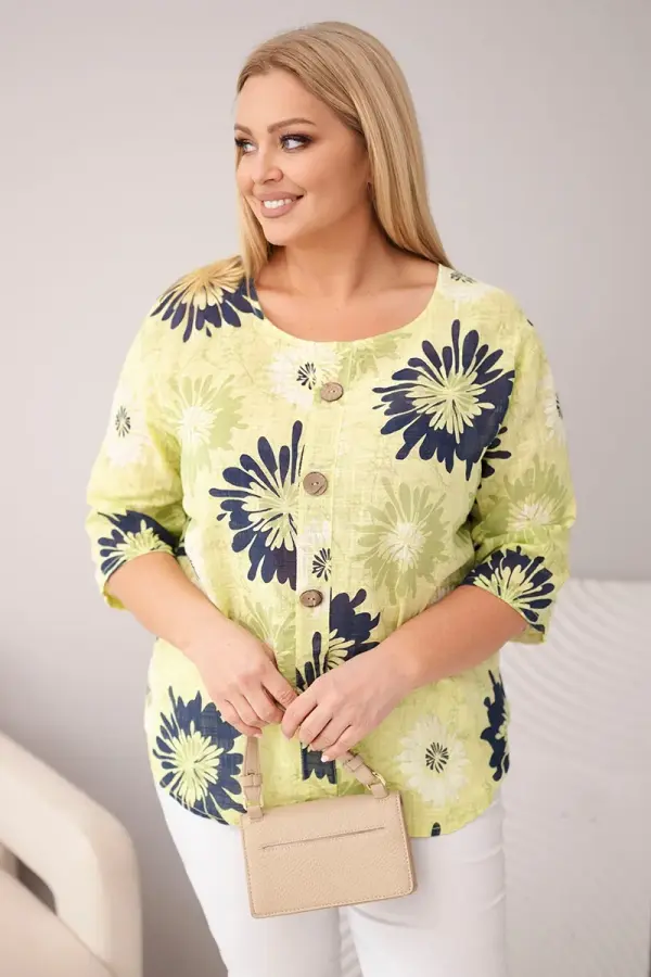 Kesi Włoski Bombažna bluza velikosti Plus size s kratkimi rokavi
