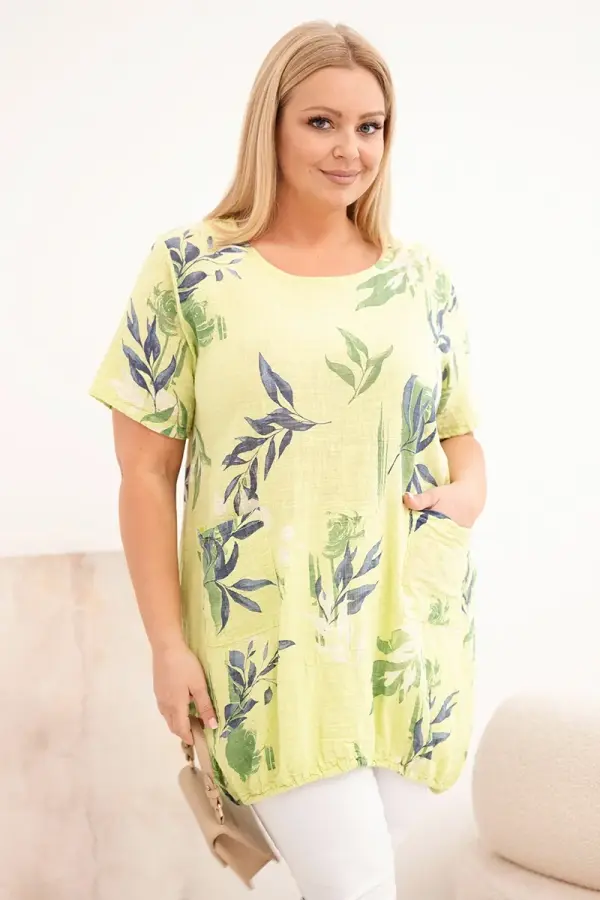 Kesi Włoski Bombažna bluza za ženske velikosti plus size z vrvico