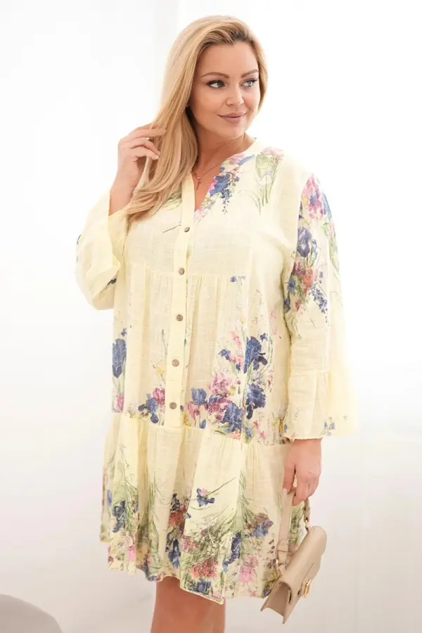 Kesi Włoski Bombažna obleka Kesi za večje številke s cvetličnim vzorcem