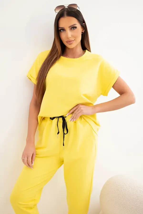 Kesi Włoski Bombažni top in hlače Kesi Włoski rumene barve