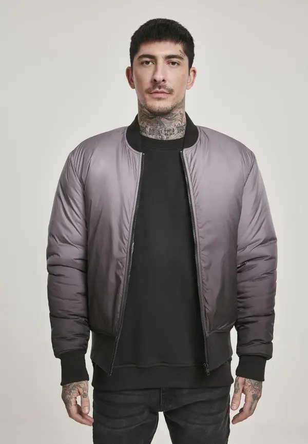 Urban Classics Bomber jakna z gradientom črno-sive barve