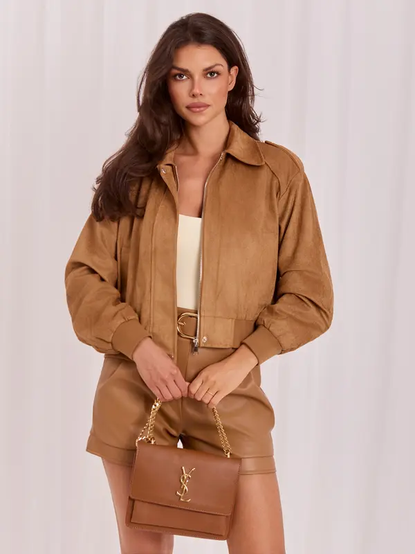 Italy Moda Bomber jakna z učinkom kameljega semiša