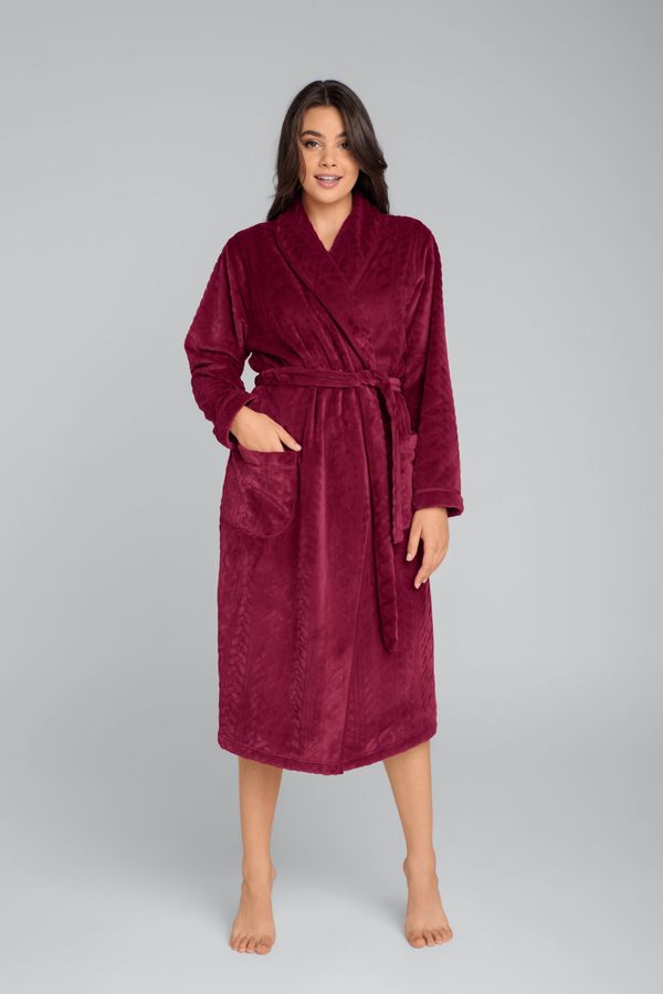 Italian Fashion Bona women's long-sleeved robe - wine