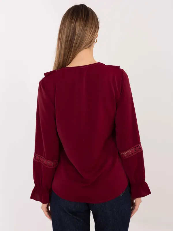 MODA ITALY Bordo bluza s čipko