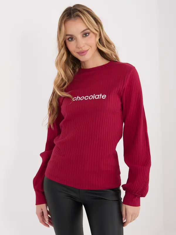 RUE PARIS Bordo bluza z napisom