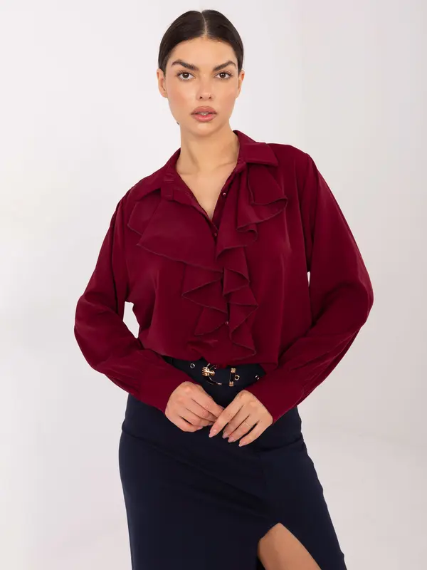 Factory Price Bordo bluza z volančki