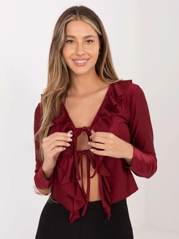 MODA ITALY Bordo bluza z volančki