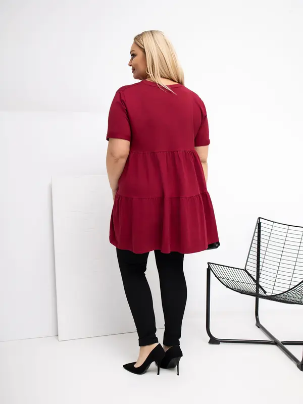 RELEVANCE Bordo bluza za večje številke