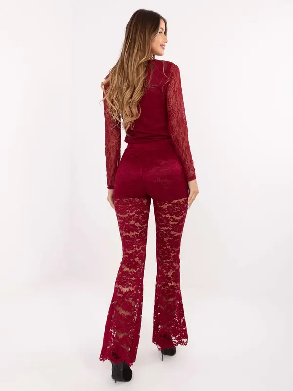 Italy Moda Bordo čipkaste hlače
