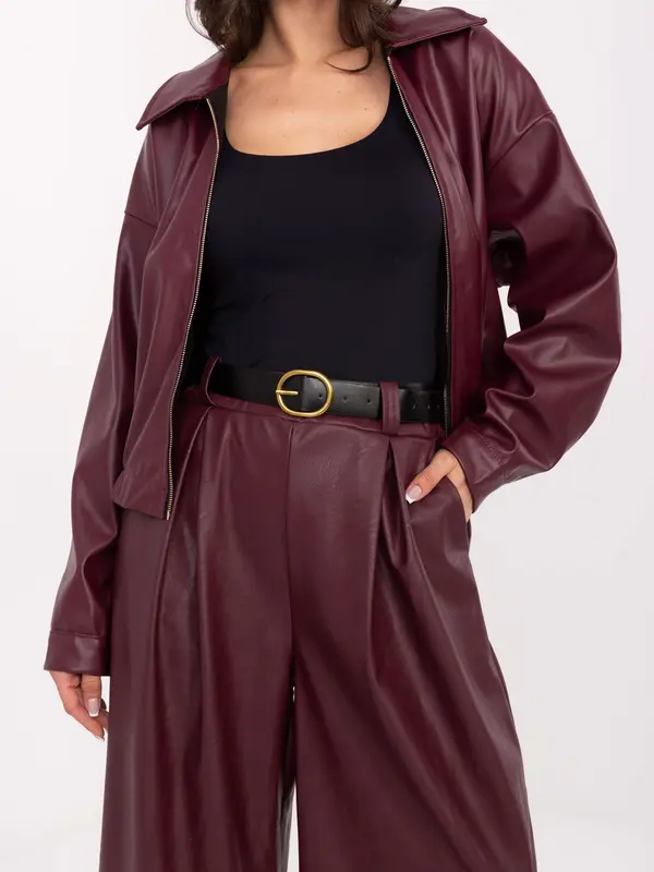 RUE PARIS Bordo hlače iz umetnega usnja