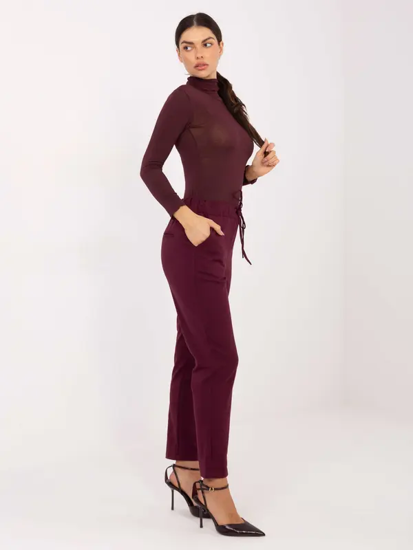 Factory Price Bordo hlače z visokim pasom