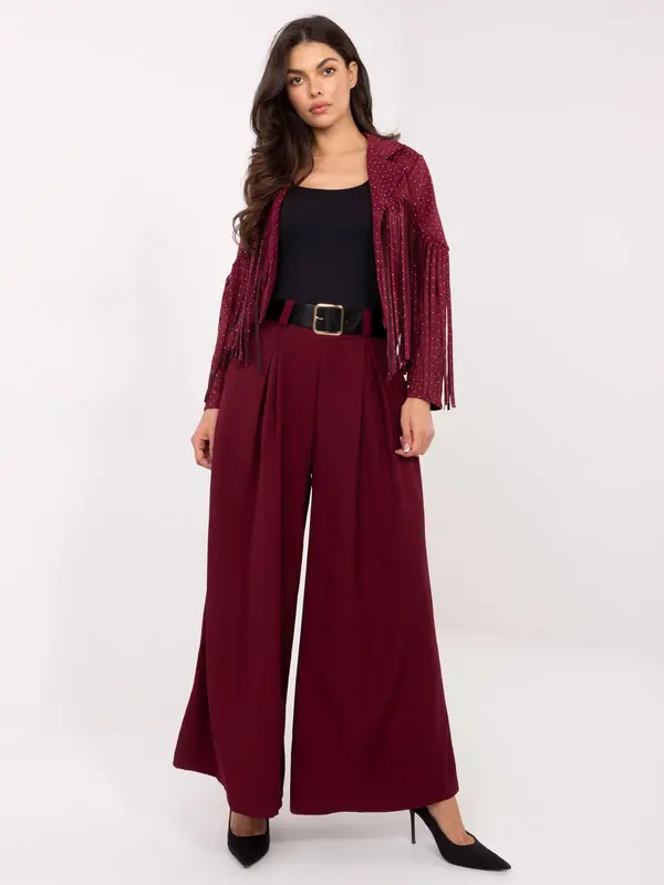 MODA ITALY Bordo hlače z visokim pasom