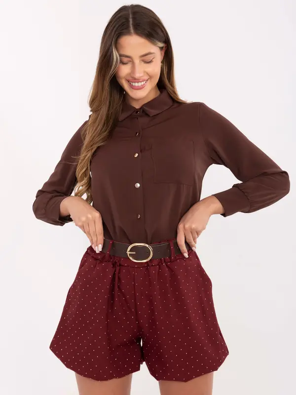 RUE PARIS Bordo kratke hlače s pikami