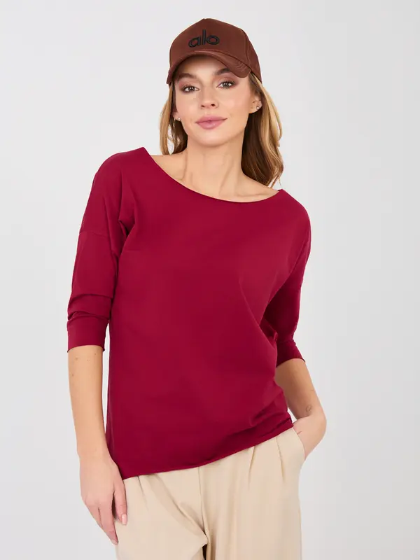 RUE PARIS Bordo osnovna bluza z ladijskim izrezom