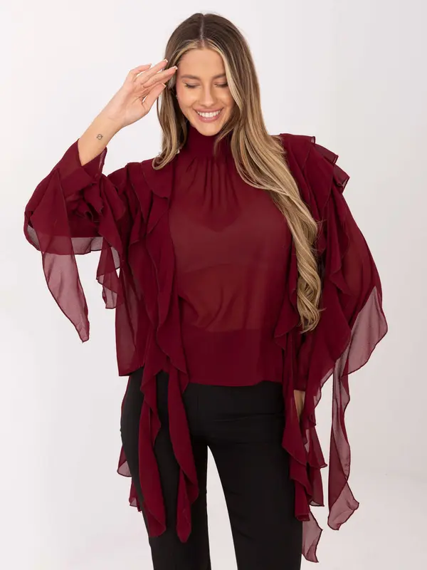 Factory Price Bordo šifonska bluza z volančki