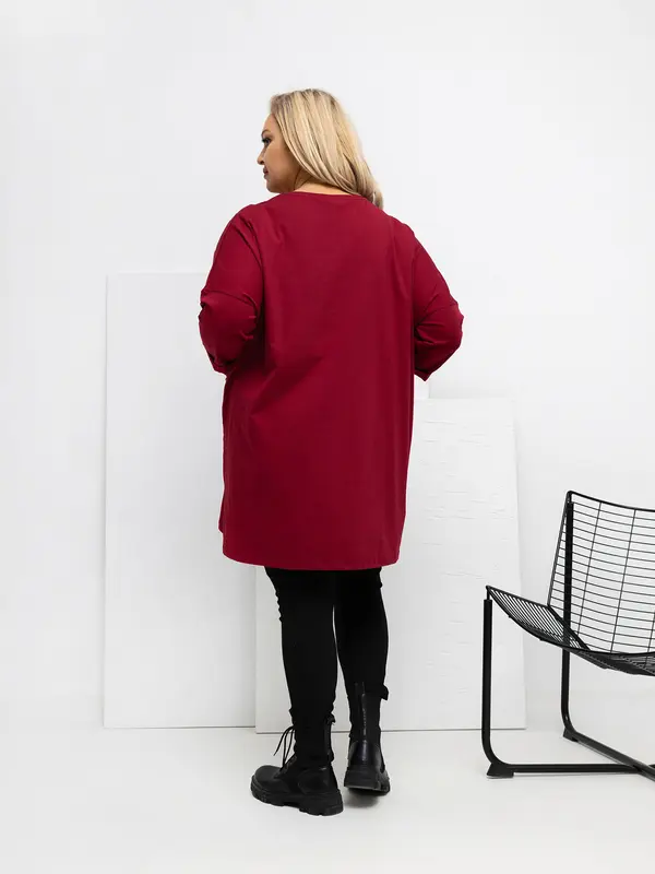 RELEVANCE Bordo tunika za večje številke