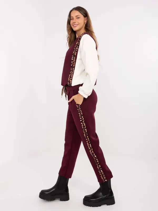 Italy Moda Bordo ženski komplet s črtami