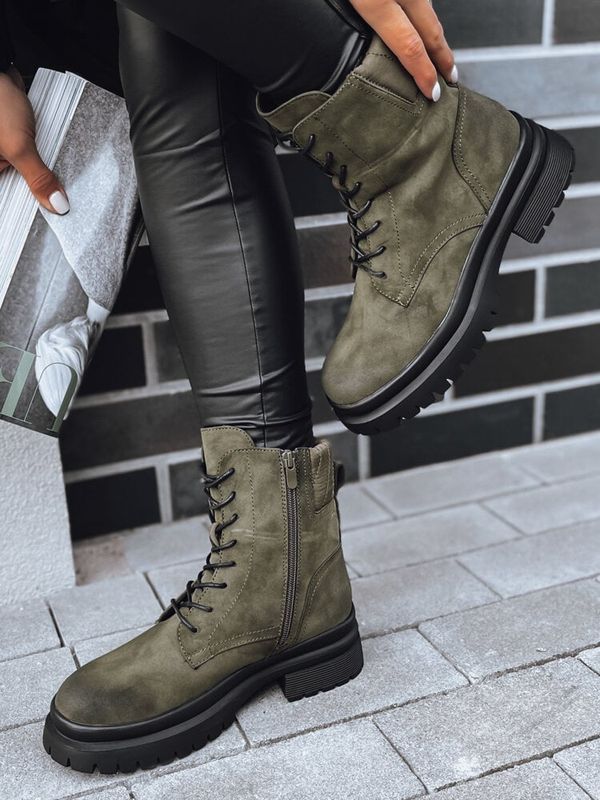 DStreet Botki damskie BASTEL ciemnozielone Dstreet