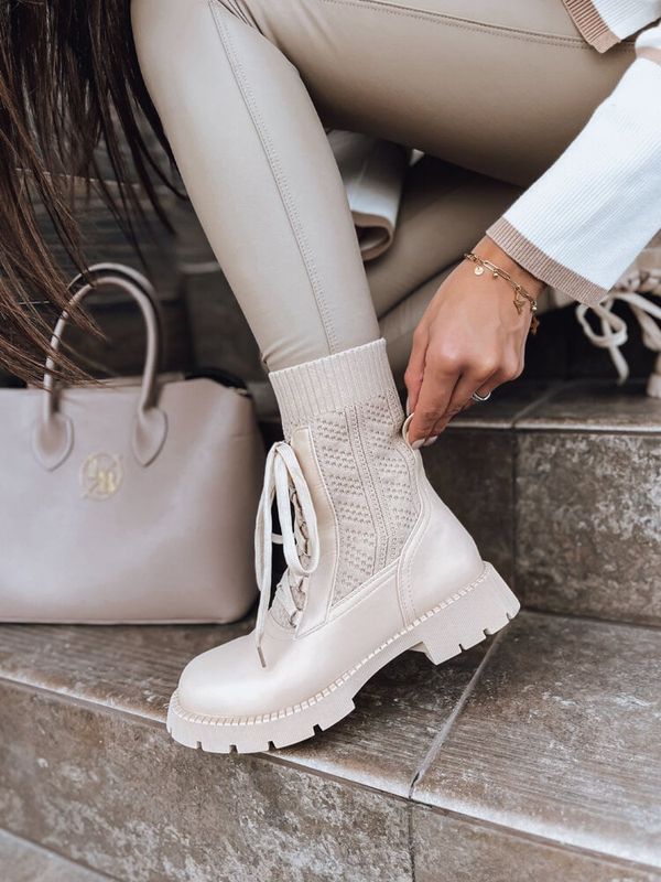 DStreet Botki damskie HOLLYHOCK beżowe Dstreet