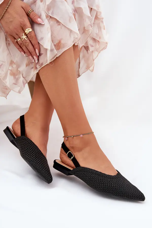 Boto Boto Ballet Flats With Braiding And Pointed Toes Black Hefion