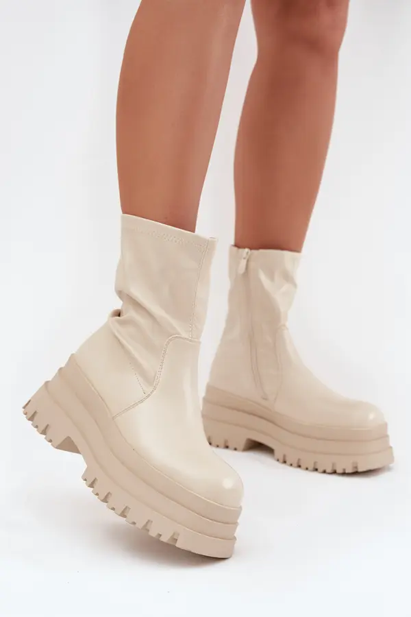 Boto Boto Boots On Massive Platform Eco Leather Beige Kylira