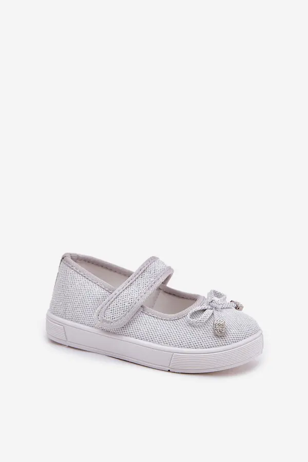 Boto Boto Children's Ballet Flats With Bow Silver Amirinas