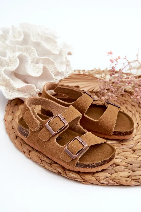 Boto Boto Children's Sandals on Cork Platform with Velcro Closure Camel Rorria