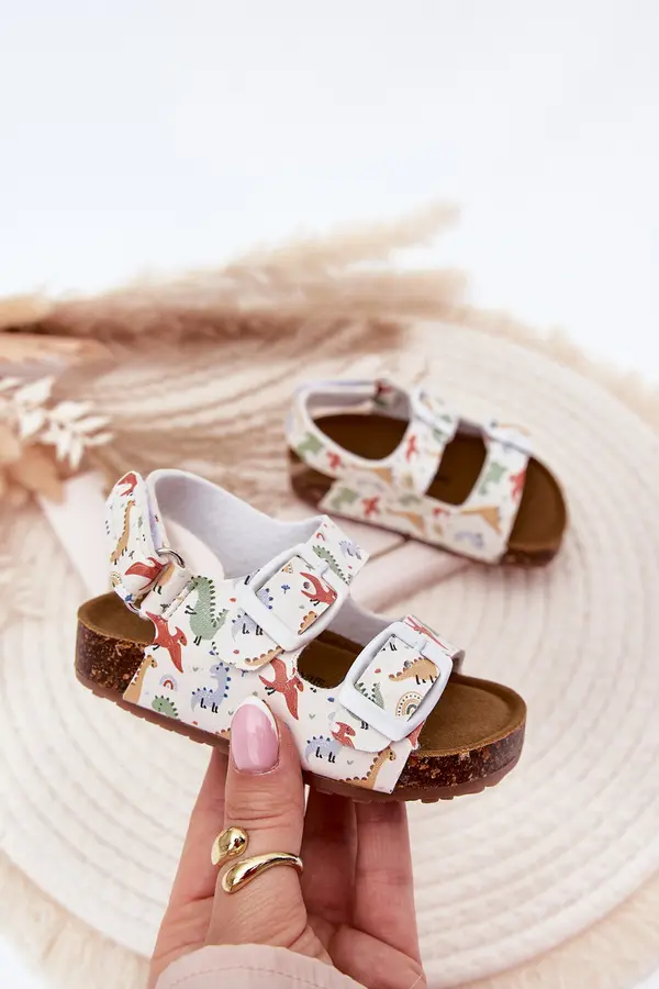 Boto Boto Children's sandals on cork sole with buckles dinosaurs multicolor Thessa