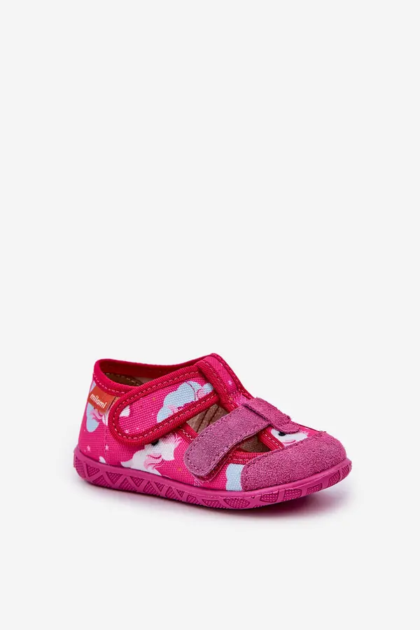 Milami Boto Children's slippers Milami with Velcro in unicorns fuchsia Reathiana