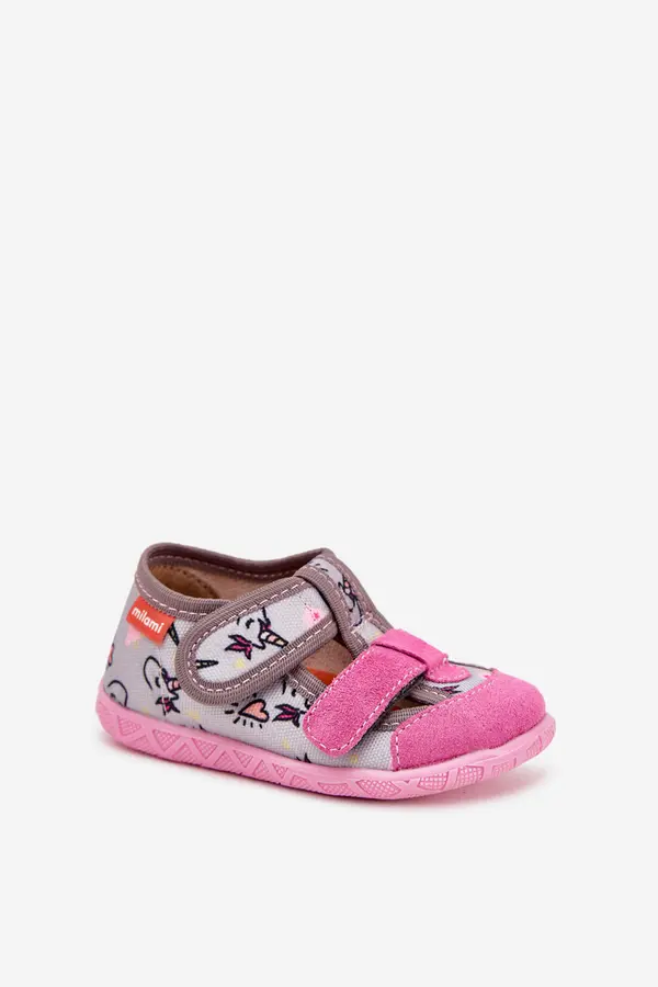 Milami Boto Children's slippers Milami with Velcro in unicorns gray-pink Reathiana
