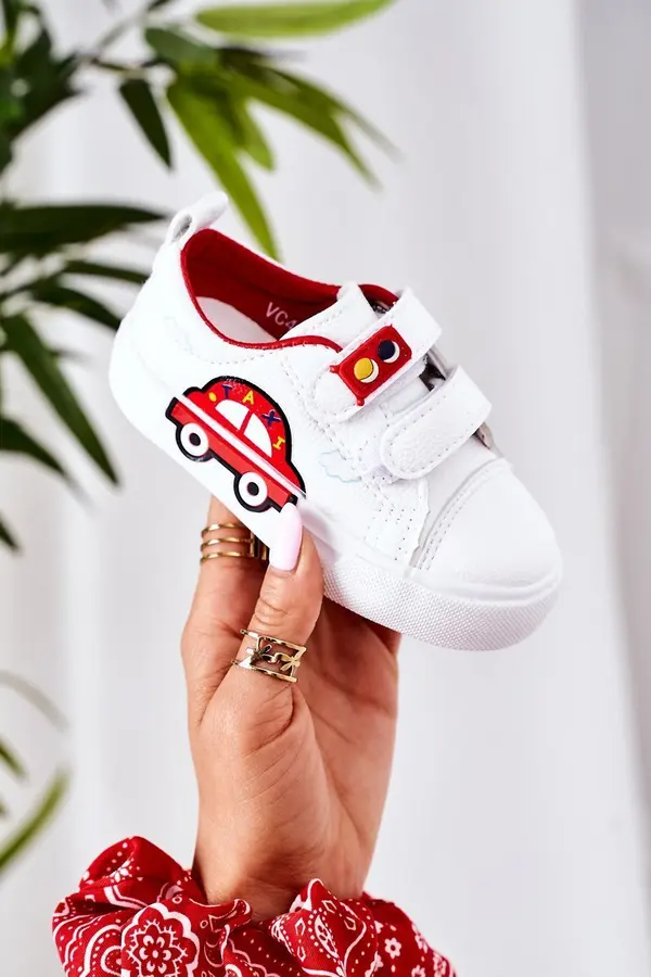 Boto Boto Children's Sneakers With Velcro White-Red Taxi