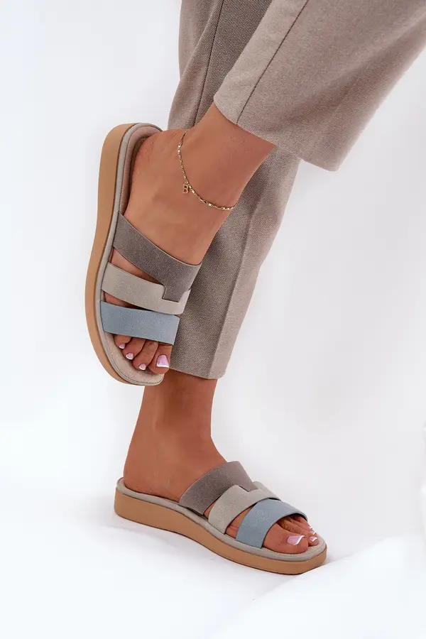 EVENTO Boto Comfortable Women's Slippers Beige-Blue Oxena