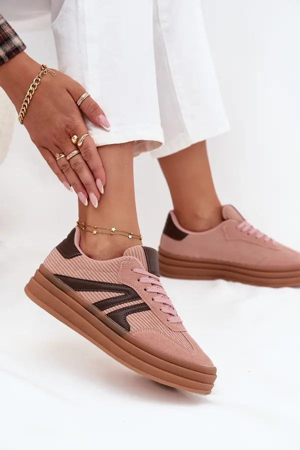 Boto Boto Corduroy Women's Sneakers on Platform Pink Skye