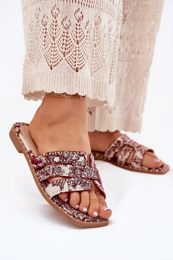 Boto Boto Decorated Flat Sandals Burgundy Anniles