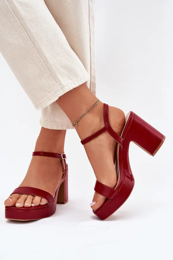 Boto Boto Eco Leather Heeled Sandals Burgundy Lillita