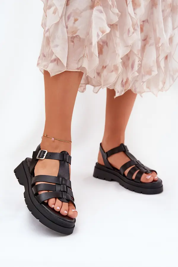 Boto Boto Eco leather sandals for women on platform black Nendales