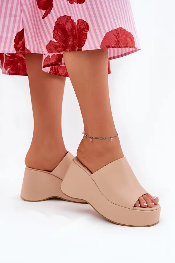 Boto Boto Eco Leather Women's Sandals On Platform And Wedge Beige Kisoffi