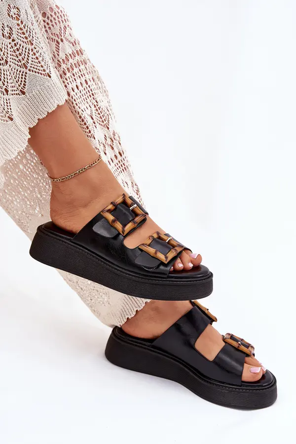 Boto Boto Eco Leather Women's Sandals On Platform With Buckles Black Xanivia