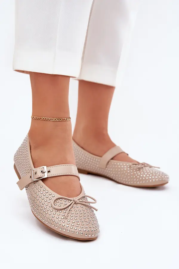 Boto Boto Embellished ballerinas with bow and strap beige Zdivisa